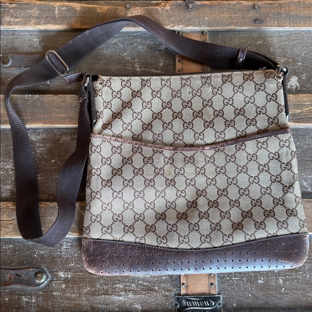 Gucci GG Monogram Canvas Crossbody Shoulder Bag